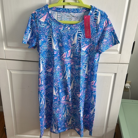 🆕 Lilly Pulitzer Cody Short Sleeve Dress in Boca Blue It's a Sailabration XS - Picture 9 of 11